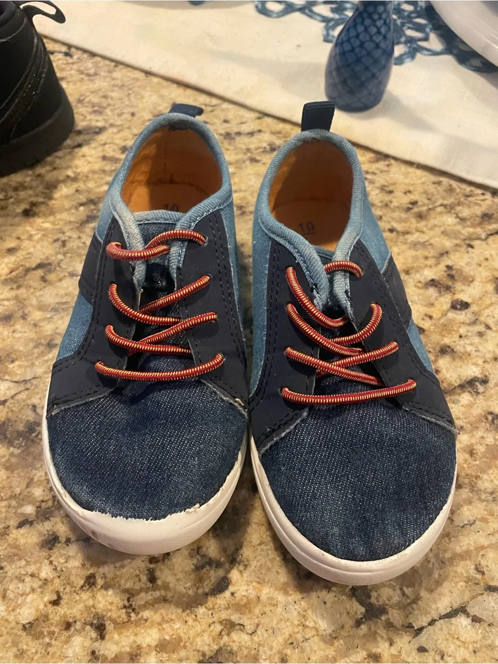 Carter's Denim & Navy Kids Sneakers with Orange Laces